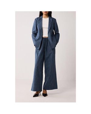 REISTOR Weekday Blazer And Wide-Leg Drawstring Pants Set - Blue