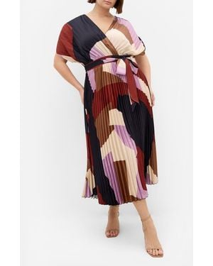 City Chic Hailey Abstract Print Midi Dress - Red