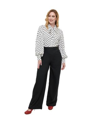 Unique Vintage Double Belt Woven Pants - Black