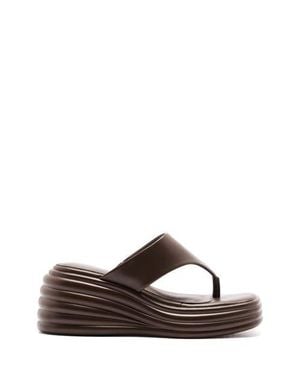 Therapy Australia Frame Square Toe Wedge Sandal - Brown