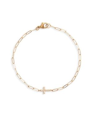 Anzie Love Letter Diamond Cross Pendant Bracelet - White