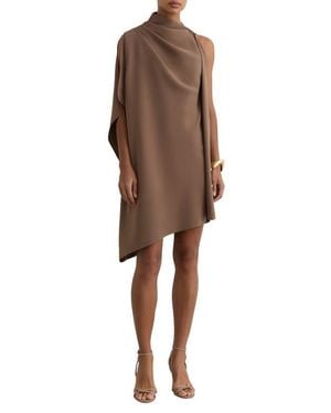Reiss Ellery One-Shoulder Crepe Minidress - Brown