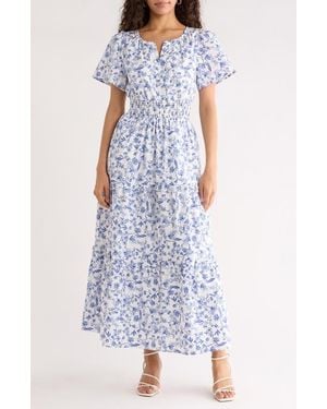 Sugarlips Kearny Floral Palmer A-Line Dress - Blue