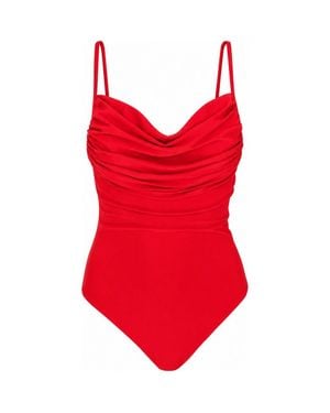 BrunnaCo Manta Sculpting Plunge One-Piece Recycled Swimsuit - Red