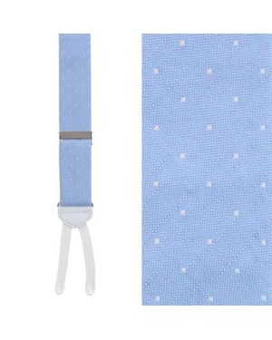 Trafalgar Churchill Chambray Polka Dot Linen Blend Formal End Suspenders - Blue