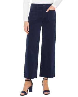 Liverpool Los Angeles Patch Pocket Mid Rise Ankle Wide Leg Corduroy Pants - Blue