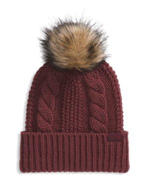 The North Face Oh Mega Faux Fur Pompom Beanie - Red