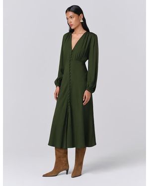 Ghost Francesca Crepe Button Up Midi Dress - Green