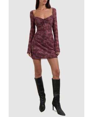 Motel Modena Long Sleeve Minidress - Red