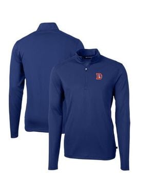 Cutter & Buck Denver Broncos Throwback Logo Virtue Eco Pique Recycled Quarter-Zip Big & Tall Pullover Top - Blue