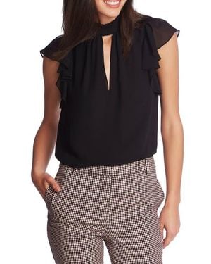1.STATE Smocked Neck Top - Black