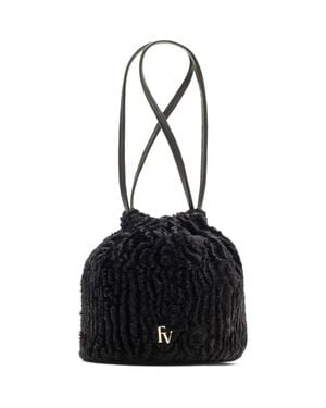 Frances Valentine Pouf Faux Fur Bucket Bag - Black