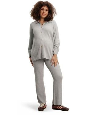 Nom Maternity Georgina Foldover Maternity Knit Pants - White