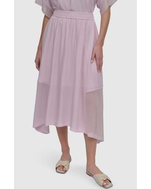 DKNY Handkerchief Hem Maxi Skirt - Pink