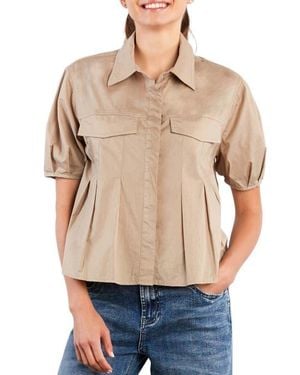 Wash Lab Denim Pincess Pleated Shirt - Blue