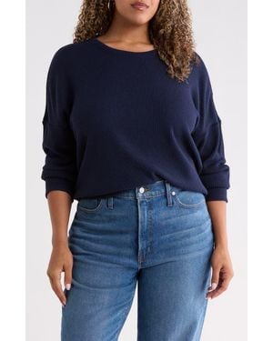 Caslon Drop Shoulder Waffle Tee - Blue