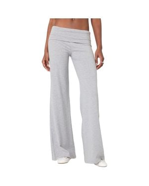 Edikted Wide Leg Foldover Pants - Gray