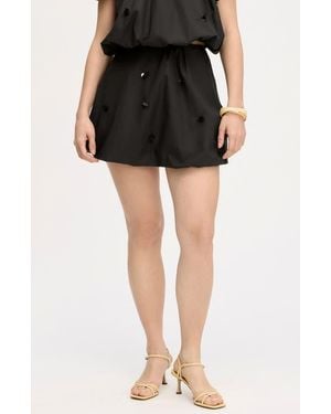 Sam Edelman Embellished Bubble Cotton Poplin Miniskirt - Black