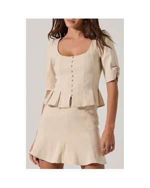 Astr Pleat Detail Fitted Top - Natural