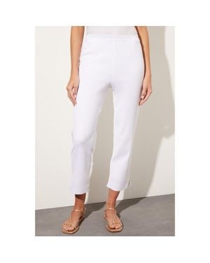 Ming Wang Knit Lined Straight Leg Ankle Pants - White