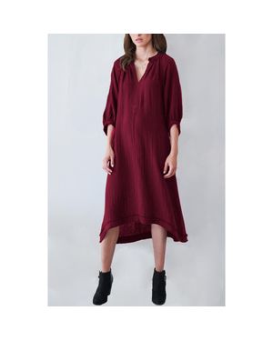 ocean + main Gauze Dress With Pockets - Red