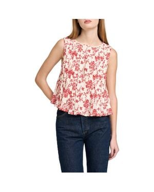 Wayf Romy Floral Pleated Top - Red