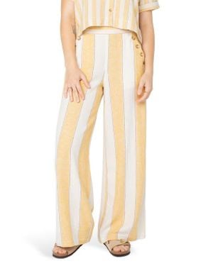 Roxy Adrian Stripe Wide Leg Linen Blend Pants - Natural