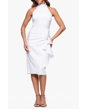 Xscape Evenings Cascade Ruffle Cocktail Sheath Dress - White