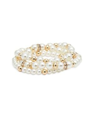 Nordstrom Set Of 3 Faux Pearl Stretch Bracelets - White