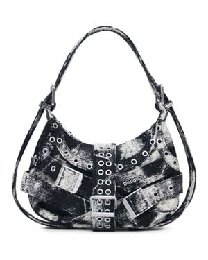Desigual Logo Belt Detail Shoulder Bag - Gray