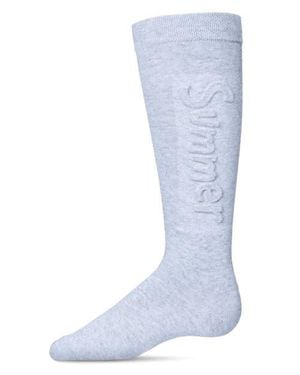 Memoi Embossed Summer Knee-High Socks - Blue