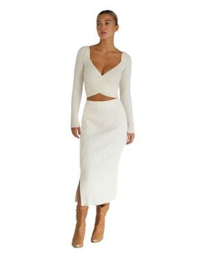 Belle & Bloom All My Life Knit Midi Skirt - White