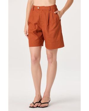Astr Koda Pleated Linen Blend Shorts - Orange