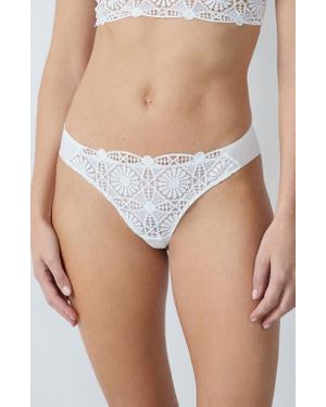 Etam Escale Embrodiered Lace Tanga - White