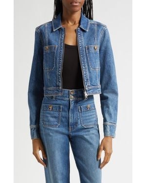 Veronica Beard Patty Zip Front Denim Jacket - Blue