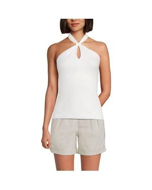 Lands' End Slender Twist Front Halter Top - Gray