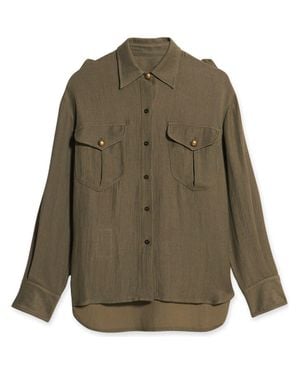 Fortela Sahariana Linen Blend Shirt - Green