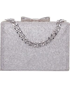 Nina Regalo Crystal Bow Clutch - White