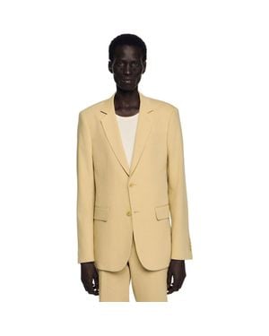 Sandro Classic Linen Suit Jacket - Natural
