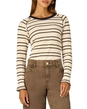 Wit & Wisdom Stripe Rib Top - Natural