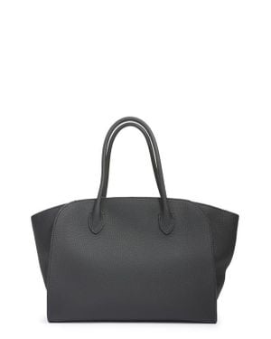 The Row Marlo 12 Grained Leather Tote - Black