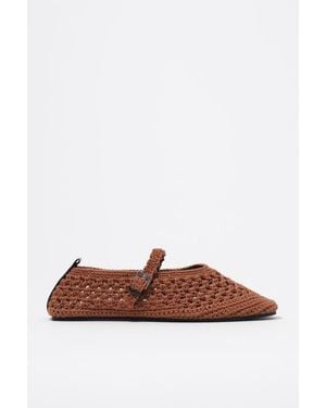 Bimba Y Lola Crochet Flats Ballerina - Brown