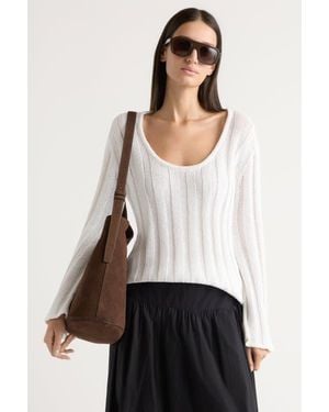 MODERN CITIZEN Leah Ribbed Scoop-Neck Sweater - White