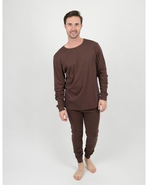 Leveret Cotton Solid Matching Family Pajamas - Brown