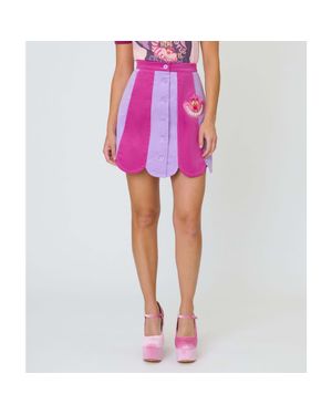Smak Parlour Scallop Hem Corduroy Mini Skirt - Purple