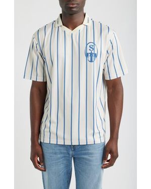 Saint Studio Worldwide Crest Striped Jersey Polo - White