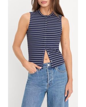 GOOD AMERICAN The Rib Stripe Splay Sleeveless Top - Blue
