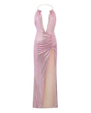 Philipp Plein Maxi Dress Piercing Strass - Pink