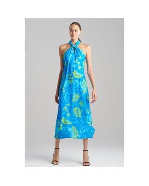 Natori Bloom Halterneck Dress - Blue