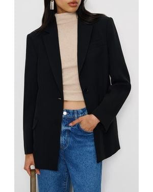 Reformation James Relaxed One-Button Crepe Blazer - Black